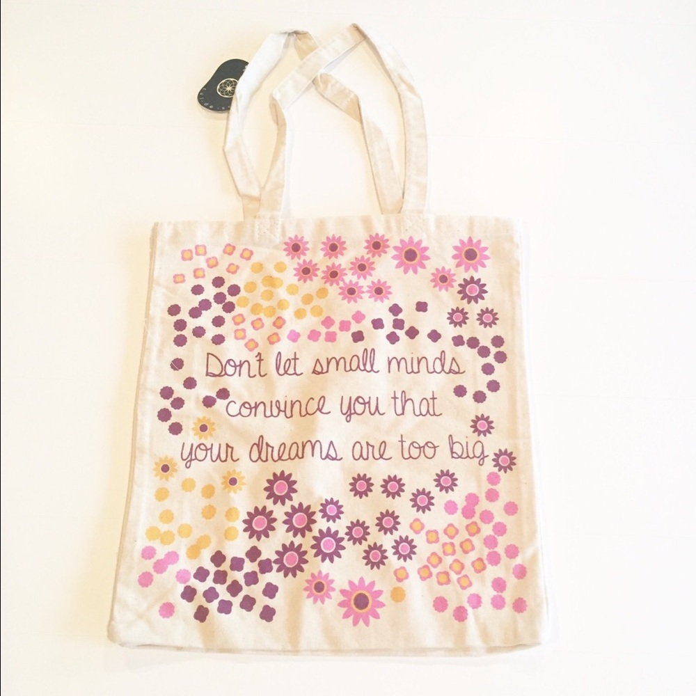 Canvas Tote with Inspirational Saying Graphic